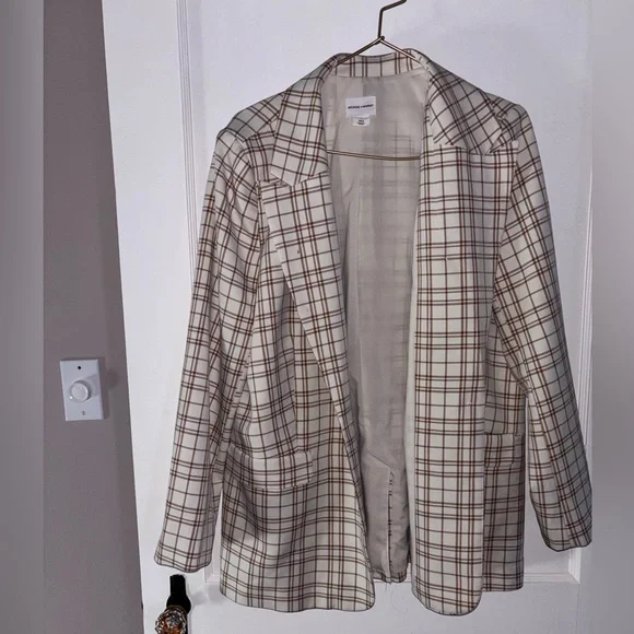 Melrose and Market Cream and Brown Checkered Blazer - Picture 1 of 3